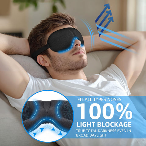 YIVIEW Sleep Mask for Side Sleeper Pack of 3, 100% Light Blocking 3D Eye Masks for Sleeping, Night Blindfold for Women Men