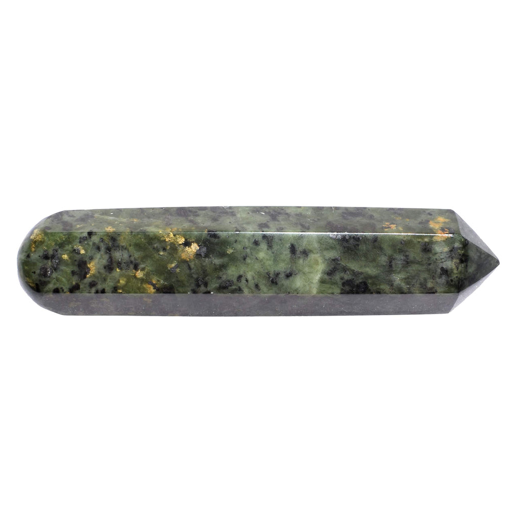 Charged 4 Faceted Nephrite Inca Jade (Jadeite) Crystal Massage Wand + Selenite Charging Heart Included (Healing Energy/REVITALIZ