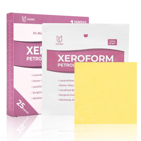 JUSORE Xeroform Petrolatum Dressing 4x4 - FSA-HSA, Non Stick Gauze Pads, Medical Soft Fine Mesh Gauze Patch for Wound Care, Burn