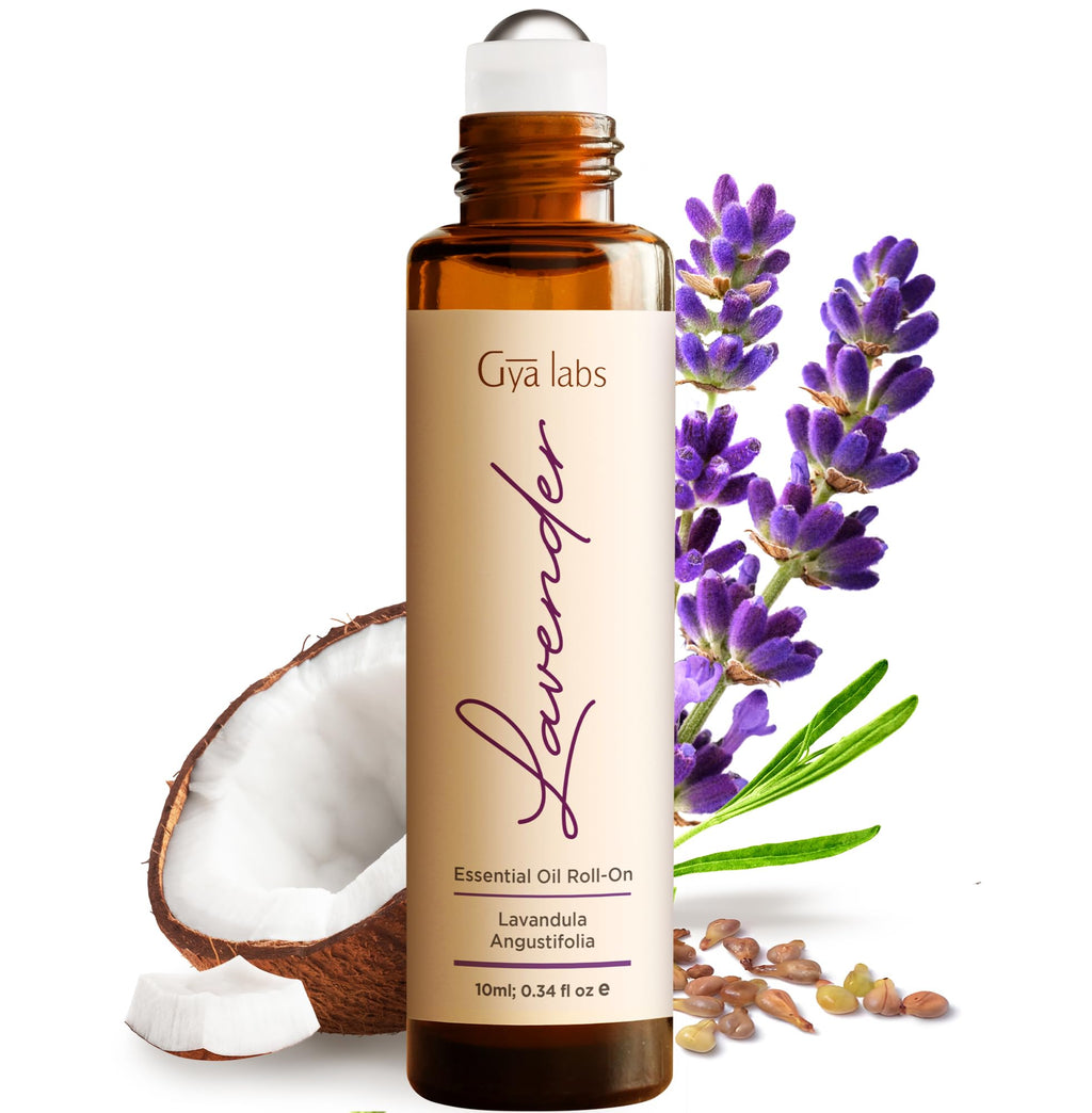 Gya Labs Lavender Essential Oil Roll on - 100% Pure Natural Lavender Perfume Oil for Women, Skin - Relaxing Aromatherapy, Alcoho