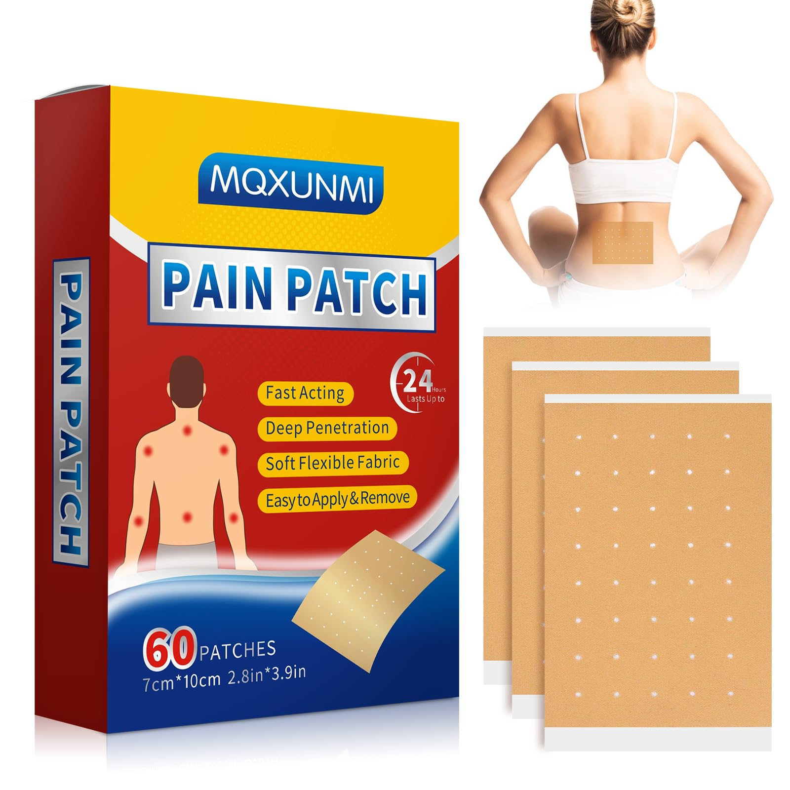 MQXUNMI Heat Patches, 60 Count Maximum Strength Muscle & Joint Soothing Patches, 24 Hours Long Lasting Fast Acting Joint Patches