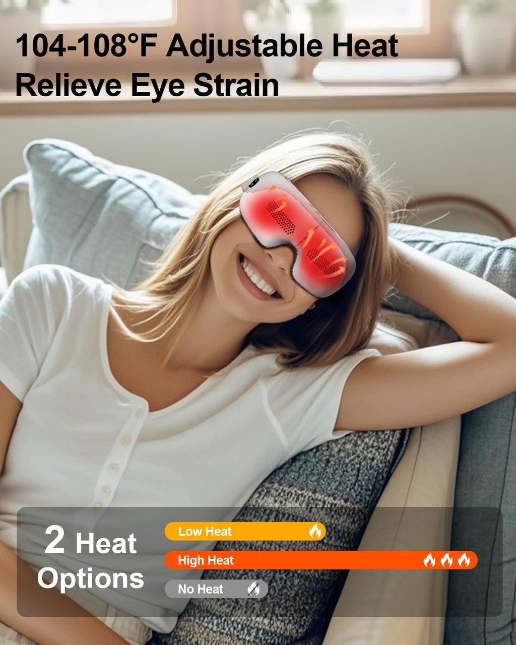 NOWCOZY Eye Massager with Heat, Smart Eye Massager with Bluetooth Music for Migraine Dry Eye Sleep Relief, Portable Massage Slee
