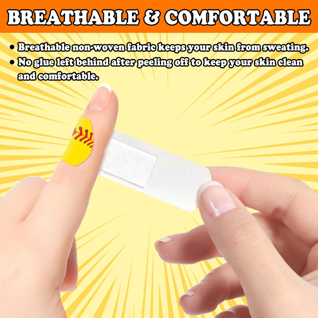120 Pcs Softball First Aid Waterproof Bandages for Kids Adults, Fabric Adhesive Finger Bandages Travel Bandaids for Family, Fun