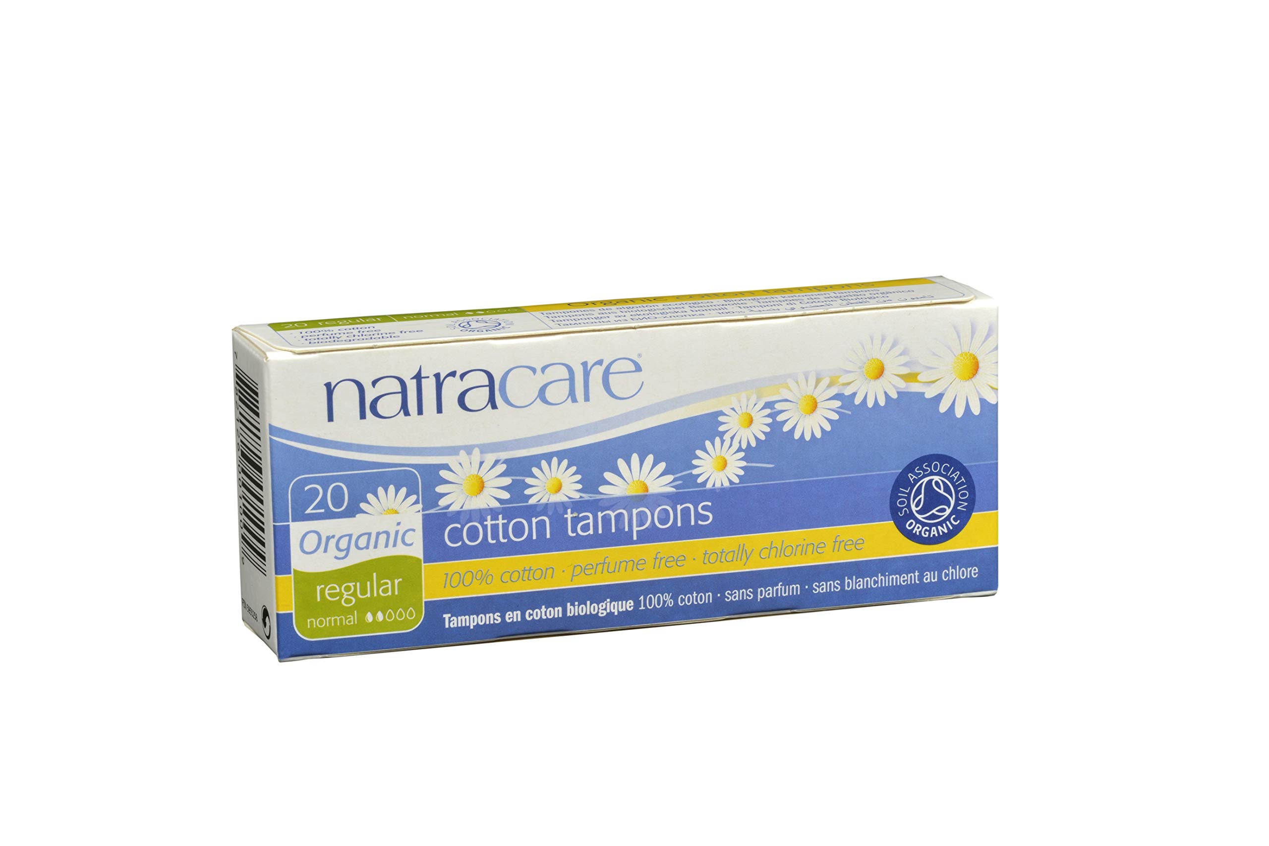 Natracare Organic 100% Cotton Tampons, Regular 20 ea (Pack of 8)