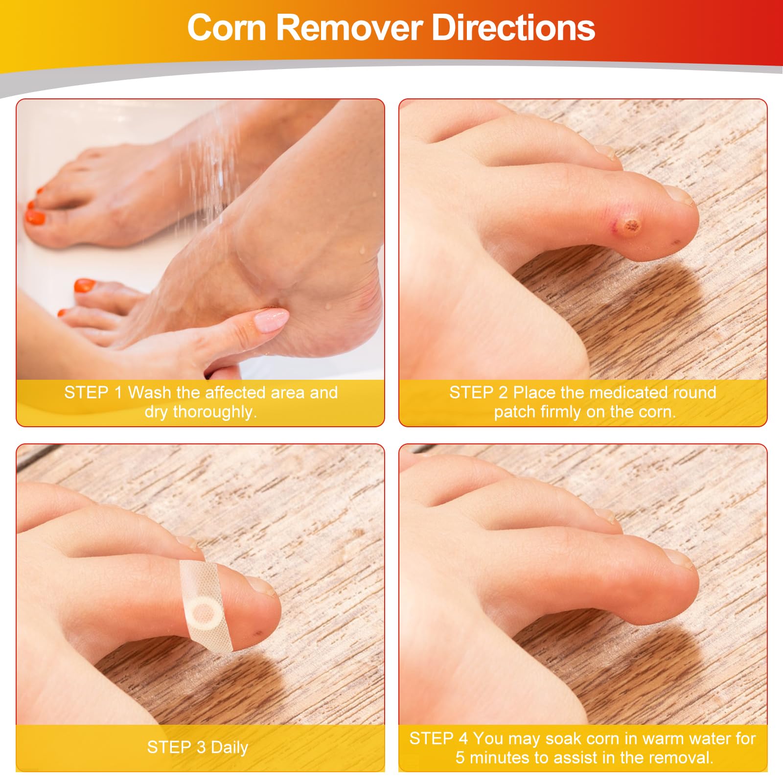MYMULIKE Corn Removers for Feet, 24 Pack, 2 Size Corn Removers for Toe, Corn Remover Feet, 12 Large Size and 12 Small Size Foot