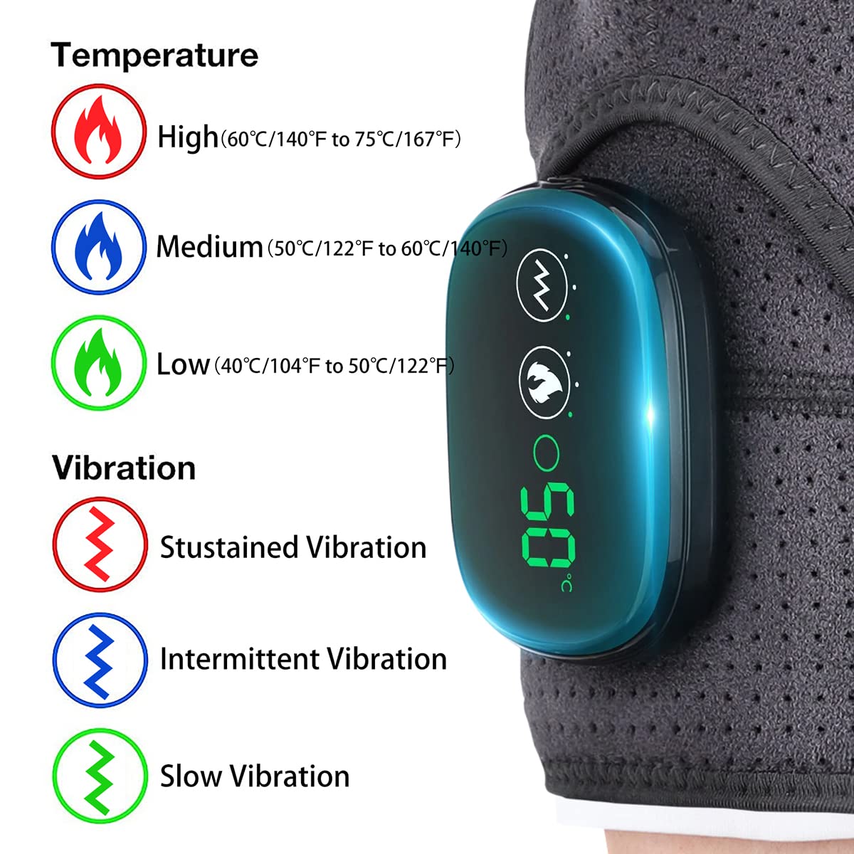 Heated Shoulder Wrap, Shoulder Heating Pads Massager for Men Women, Electric Cordless Vibration Massage Heated Shoulder Braces w