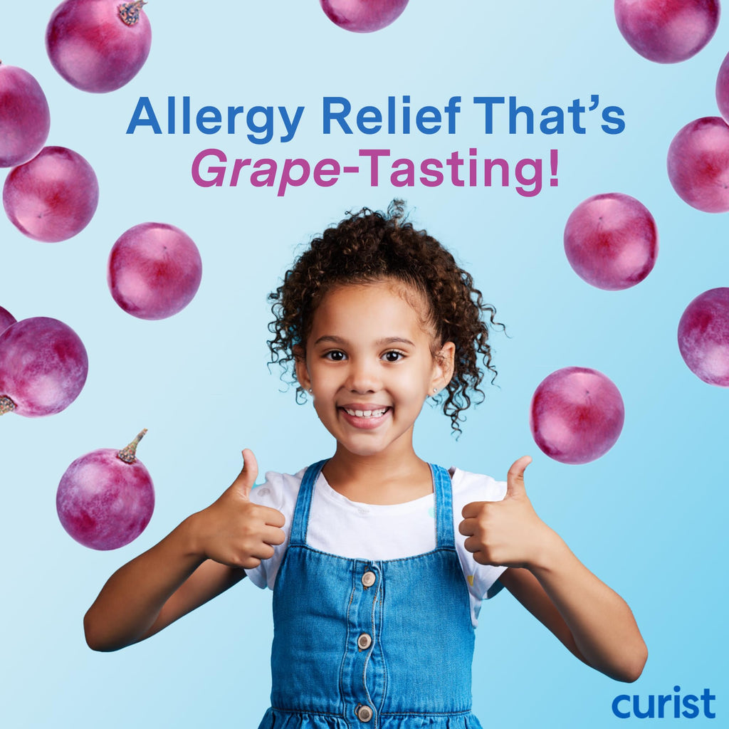 Curist Childrens Allergy Medicine Chewable (Loratadine 5mg) 60 Count Grape Flavor - 24 Hour Allergy Relief for Sneezing, Runny