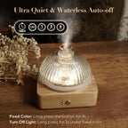 Glass Dome Essential Oil Diffuser with Glass Reservoir & Wood Base - No Plastic, 200ml Ultrasonic Diffuser for Aromatherapy with