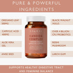 SACRALMOON Candida Cleanse - 8 Cleansing Ingredients for Digestive Support and Feminine Care - Oregano, Caprylic, Probiotics, Re