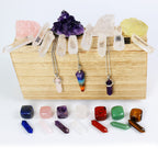 Nvzi Healing Crystals and Stones Kit in Box, Chakra Crystal Set, Amethyst Crystal, Rose Quartz, Citrine, Clear Quartz Wands, Red