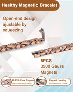 MagVIVACE Pure Copper Bracelet for Women, Magnetic Bracelets with 3500 Gauss Magnet(C)