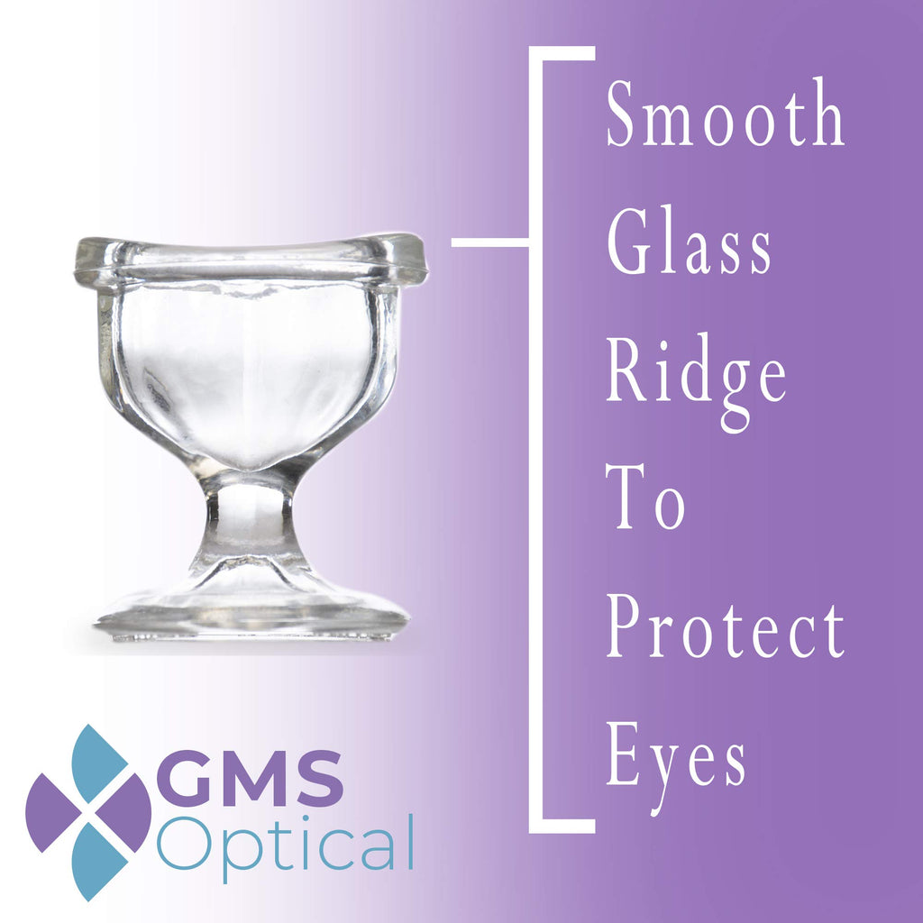 GMS Optical Glass Eye Wash Cup - Soothing Relief from Allergens, Irritants, Makeup, Dust, Dry Eyes and More - Use With Distilled