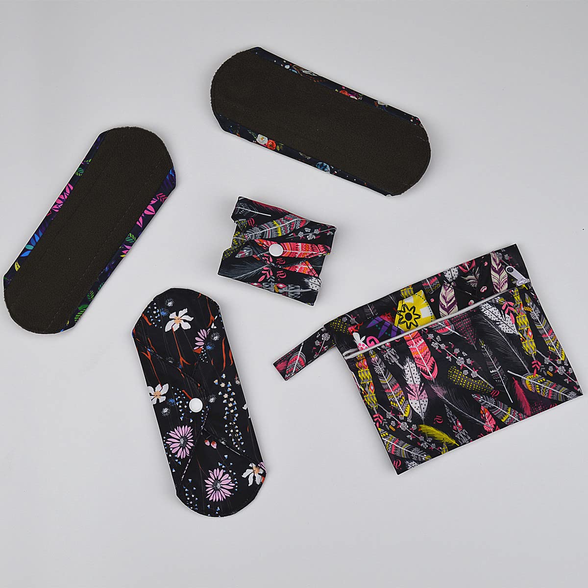 7pcs Set 1pc Mini Wet Bag +6pcs 8 Inch Cloth Mama Cloth/Menstrual Pads/Reusable Sanitary Pads/Panty Liners