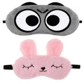 Shuddh Kaaya Cute Animal Eye Mask Combo (Pack Of 2)  1 Grey Panda & 1 Pink Furry Bunny Sleep Masks For Kids & Adults  Soft Plu