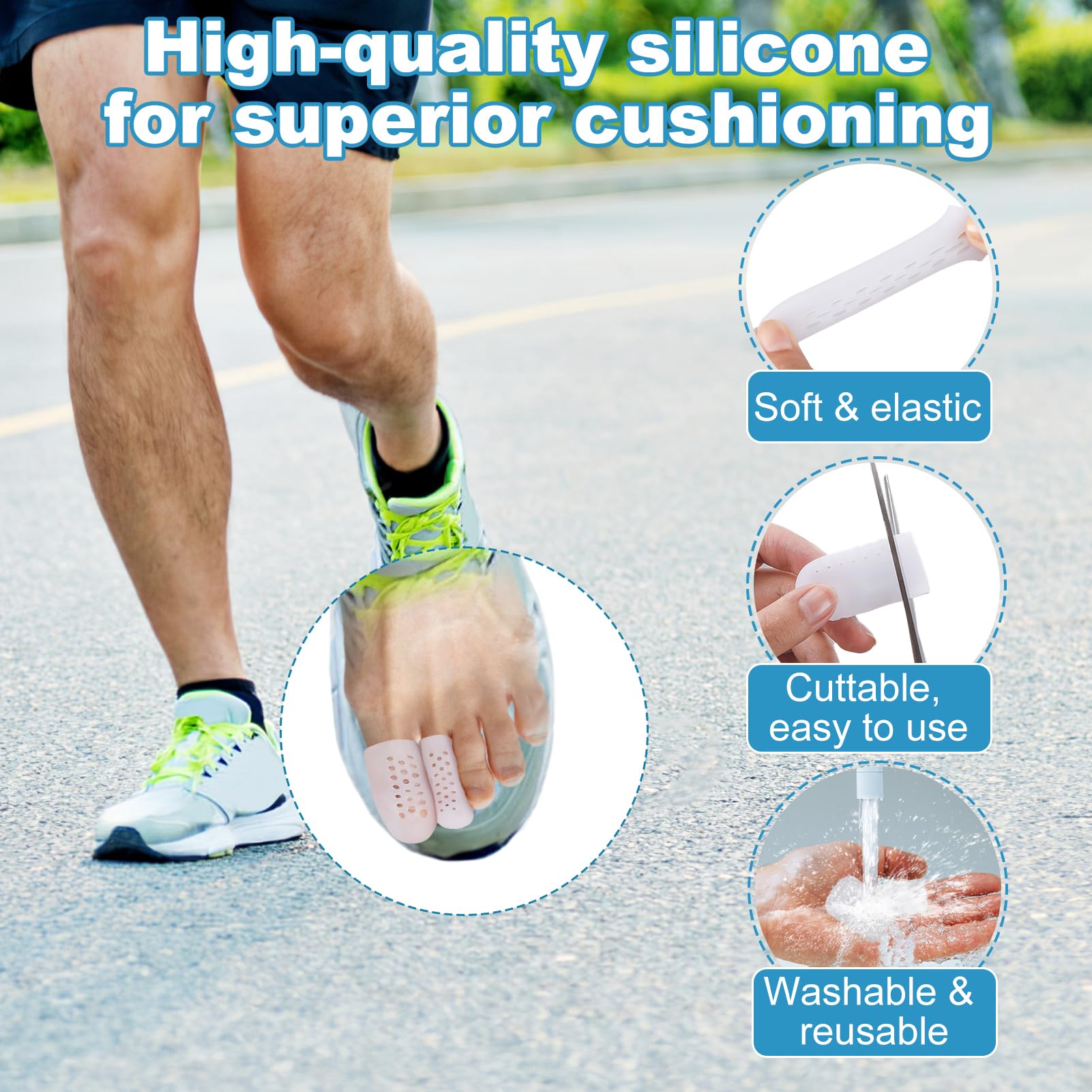 20Pcs Gel Toe Protectors - Silicone Breathable Toe Caps, Toe Cushion Guard Cover for Women Men, Relieve Ingrown Toenails, Hammer