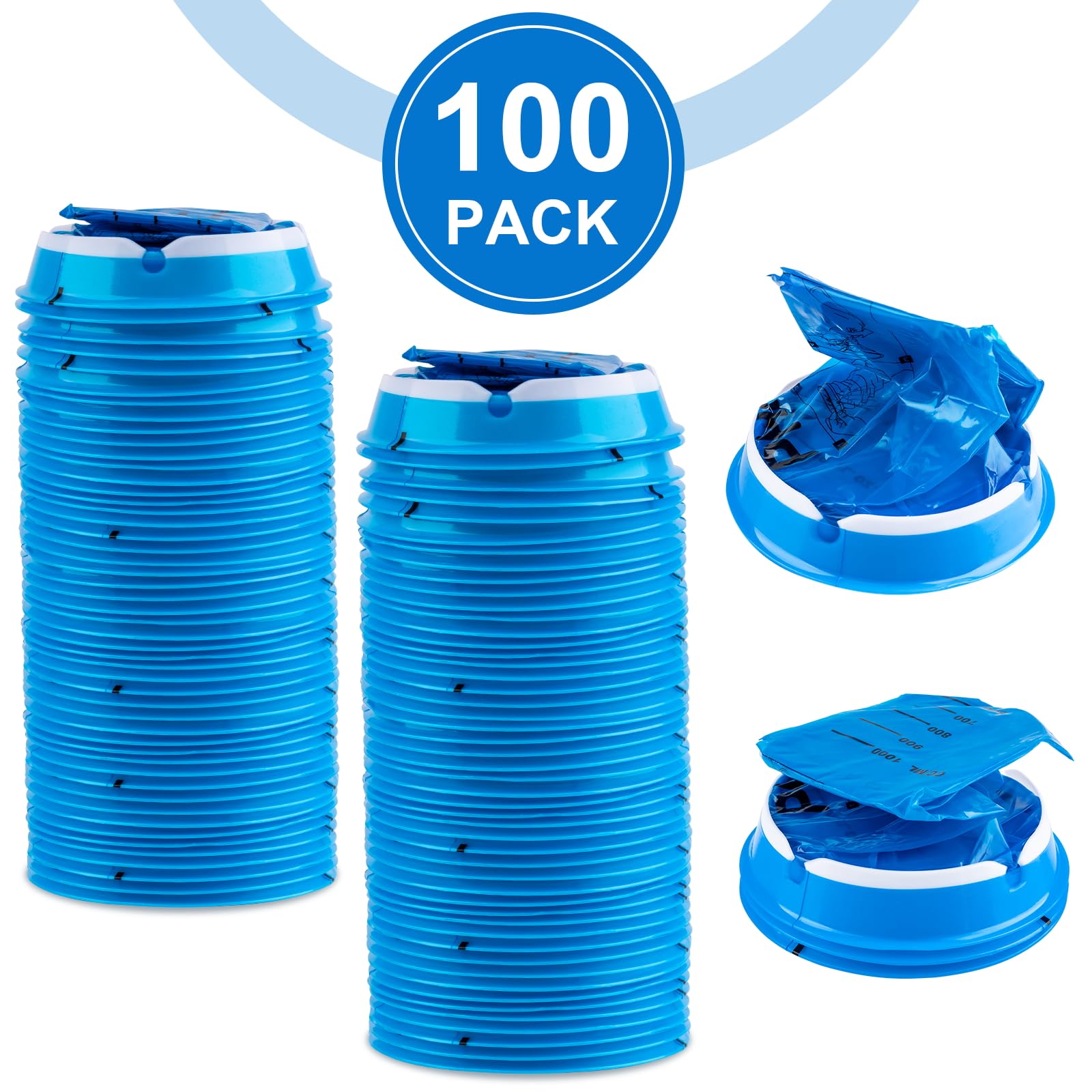 PHSZZ 100 Pack Vomit Bags Disposable, Leak Resistant Barf Bags, Portable Blue Vomit Bag, 1000 Ml Emesis Puke Throw Up Nausea Mot