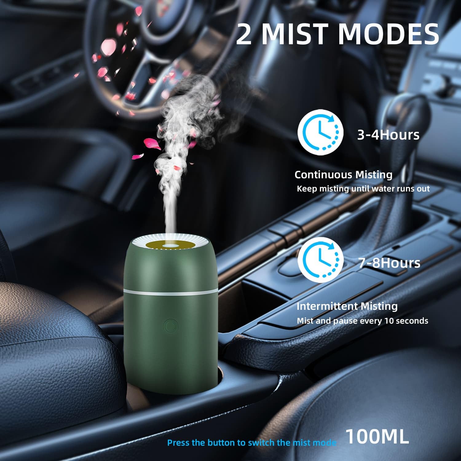 Car Diffuser for Essential Oils Portable Mini Ultrasonic Mist Humidifier 100ml USB Aromatherapy Diffuser Freshener with Colorful