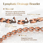 Copper Bracelets for Women Lymph Detox Magnetic Bracelets, 100% Solid Pure Copper Bracelet with 3500 Gauss Magnets & Lymphatic D