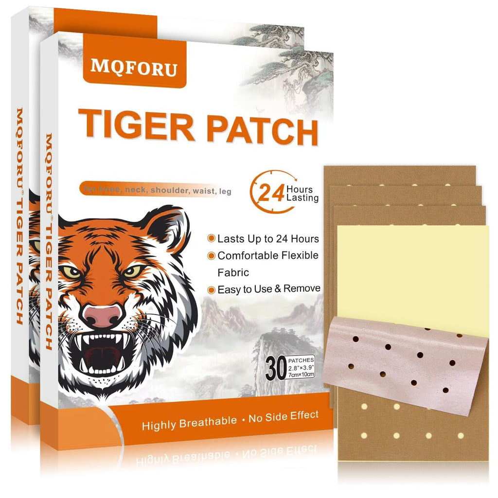 MQFORU Tiger Patches, 60 Pcs Chinese Tiger Plaster, Natural Herbal Adhesive Plasters for Muscle Joint Purposes, Maximum Strength