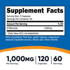 Nutricost D-Mannose 500 mg, 120 Caps (2 Bottles) - 1000mg Per Serving, Non-GMO and Gluten Free