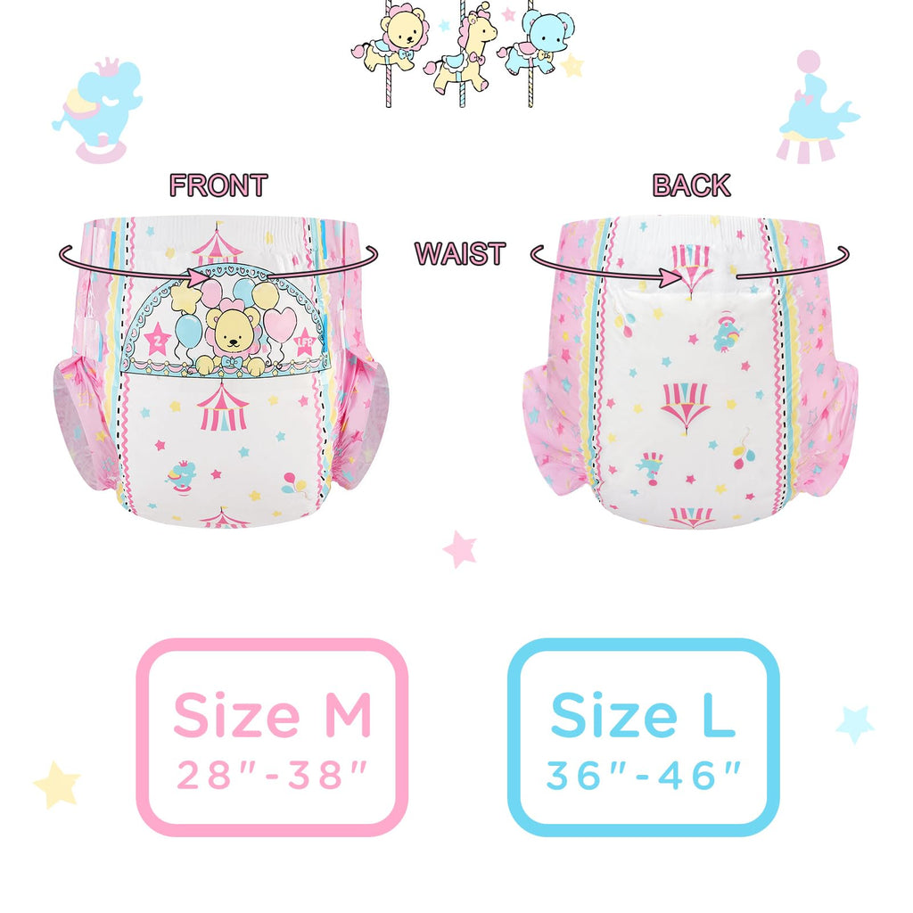 Littleforbig Little Circus Printed Incontinence Underwear 10 Pieces (Medium 28-38)