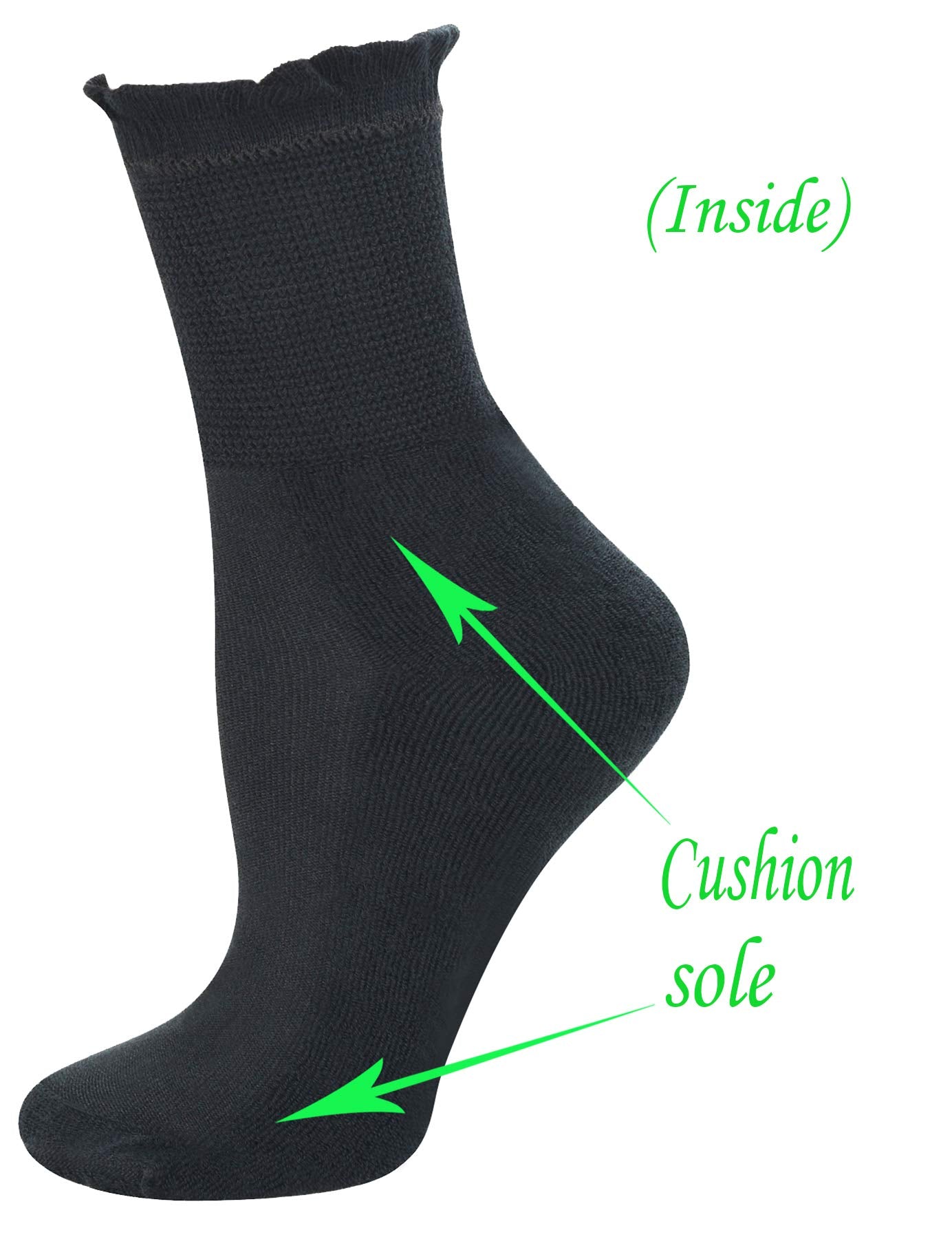 Yomandamor Women's Non-binding Lace Crew Diabetic Dress Socks with Seamless Toe,4 Pairs