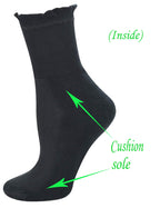 Yomandamor Women's Non-binding Lace Crew Diabetic Dress Socks with Seamless Toe,4 Pairs
