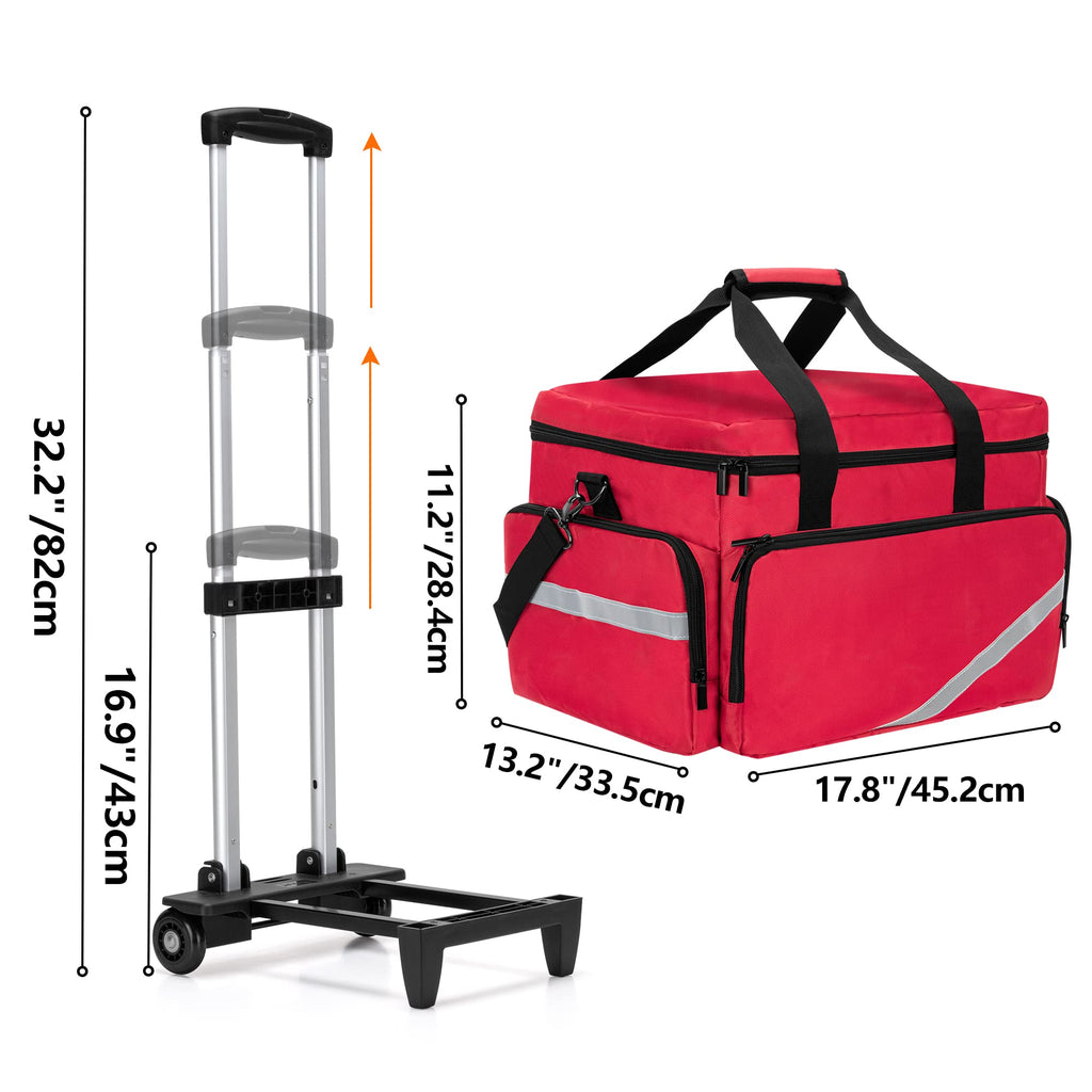 Trunab Rolling Medical Bag with Detachable Trolley, Nurse Rolling Bag with Removable Dividers 15.6    Laptop Sleeve, First Aid R
