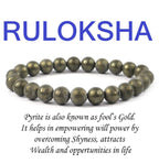 RULOKSHA Certified Natural Bracelet, 8mm Bracelet Original, Money Magnet Bracelet Pyrite Healing and Positive Energy, Courage, P
