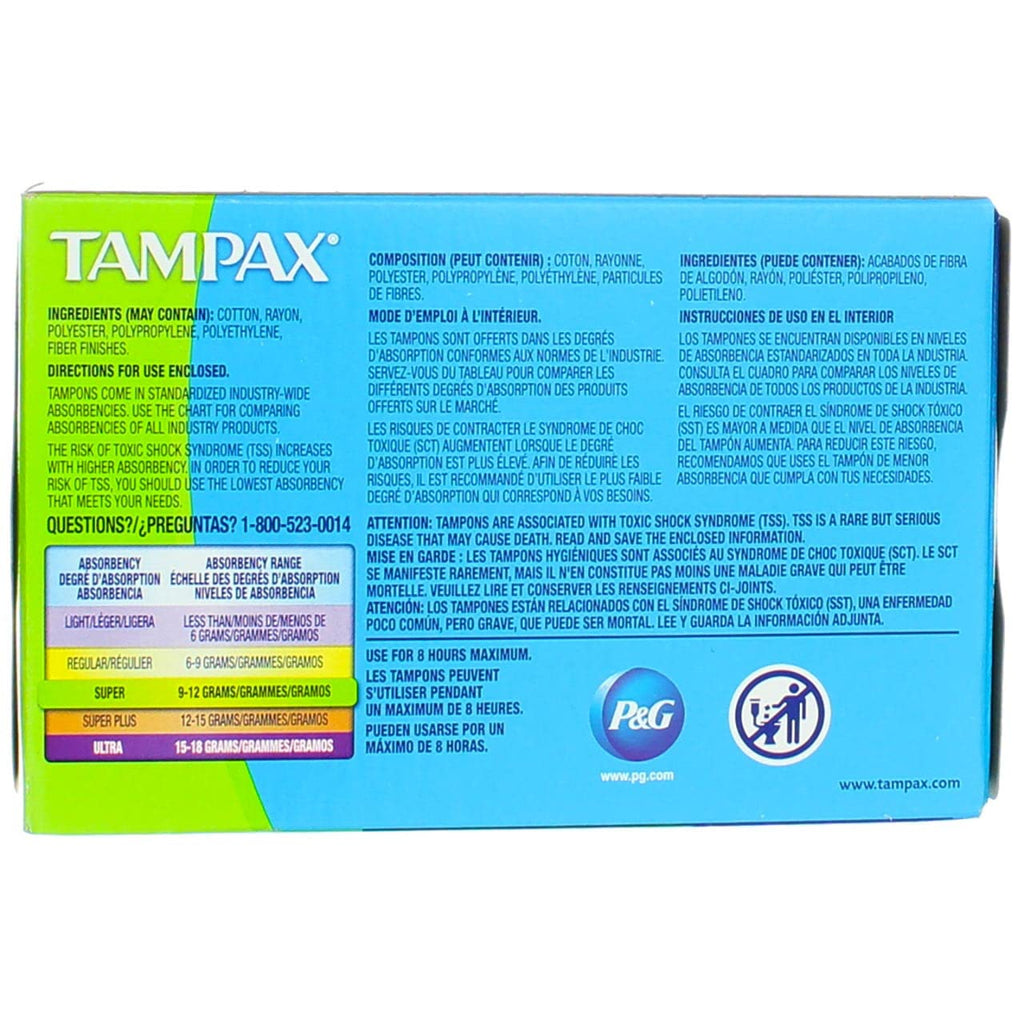 Tampax Flushable Super Tampons - 10 ct, Pack of 2