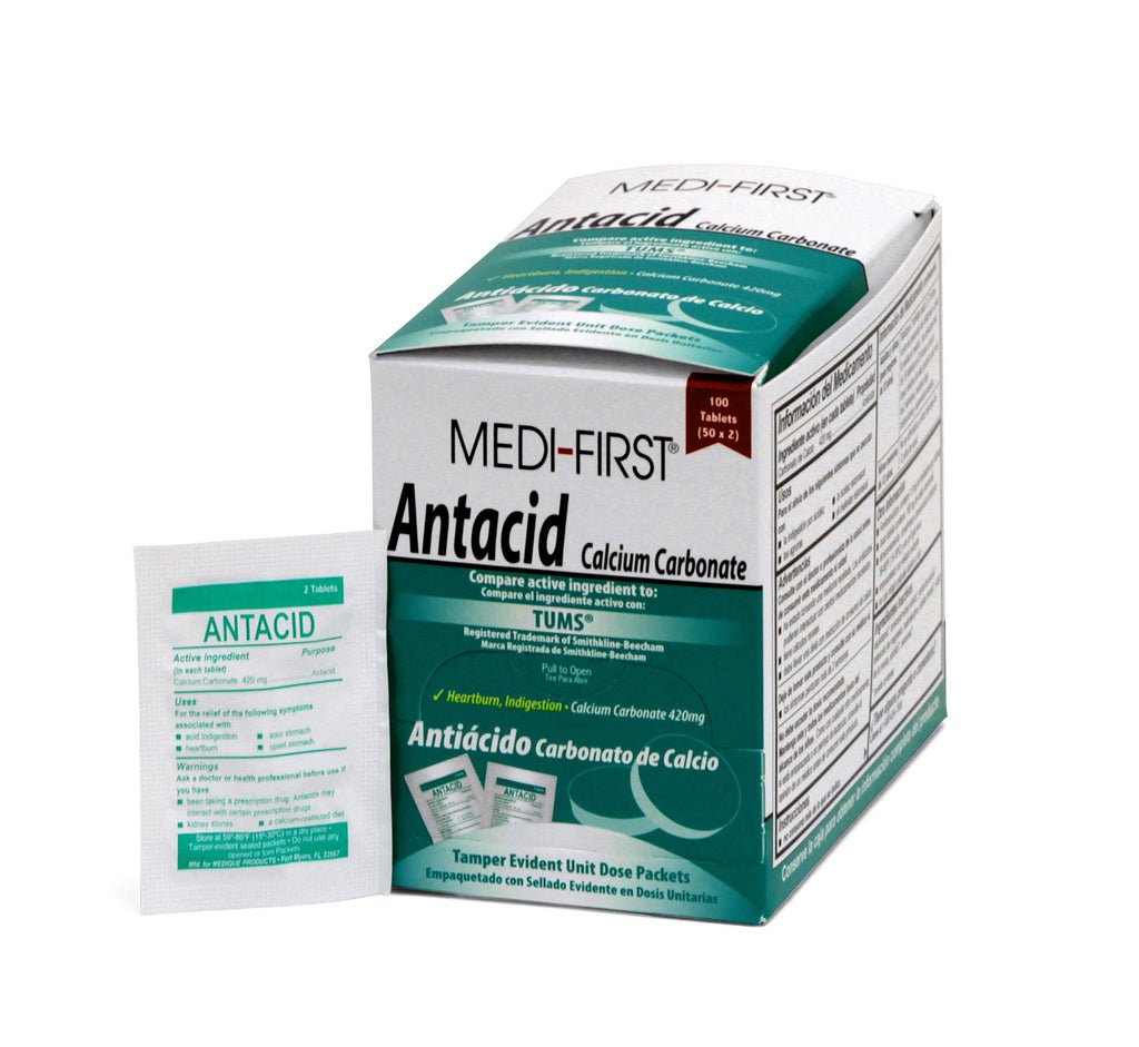 Medi-First 80213 Chewable Mint Antacid Tablets, 500 Count