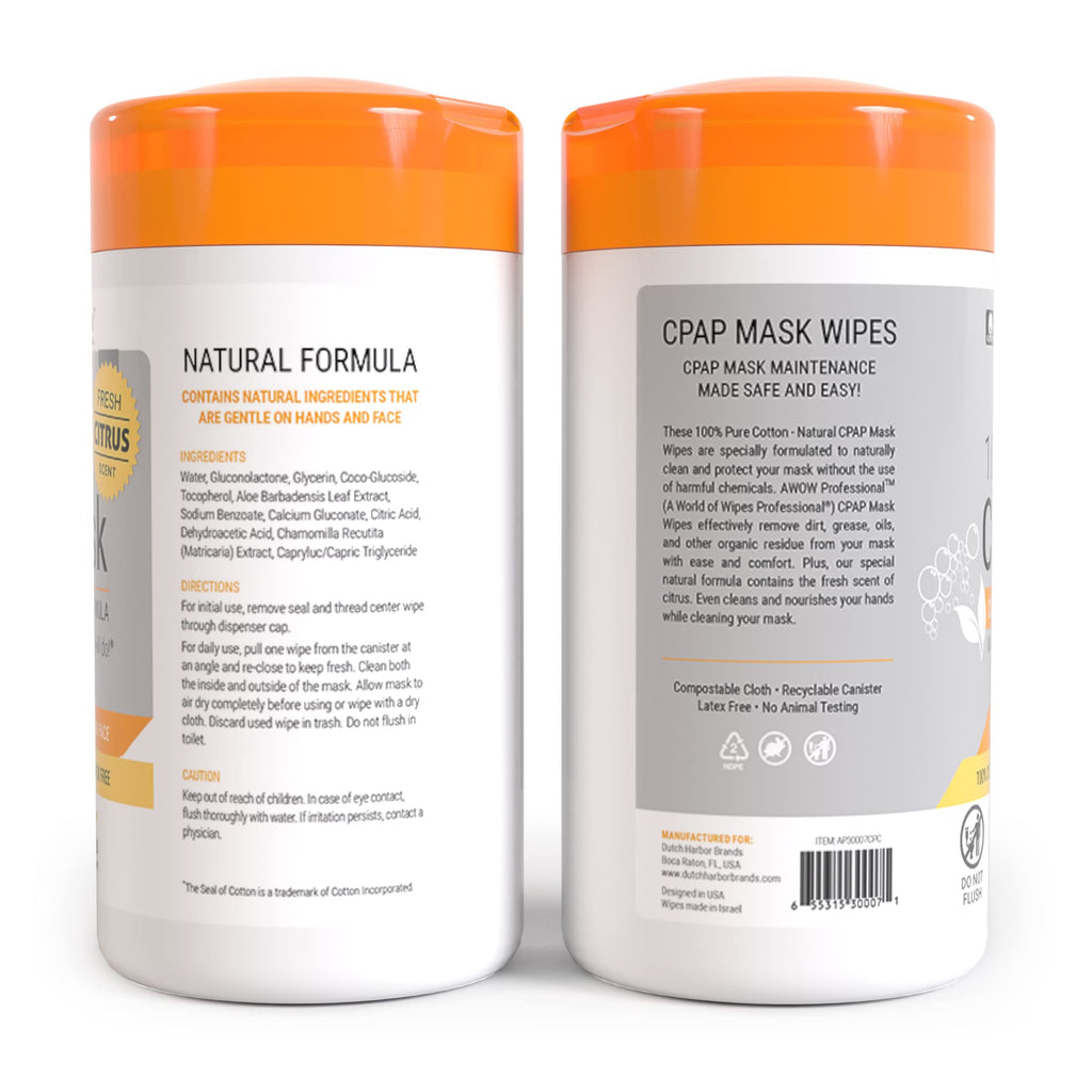 AWOW Scented CPAP Wipes CPAP Mask Cleaner for Daily CPAP/BiPAP Mask Maintenance, 100% Cotton Safe on CPAP Masks, Mildly Scented