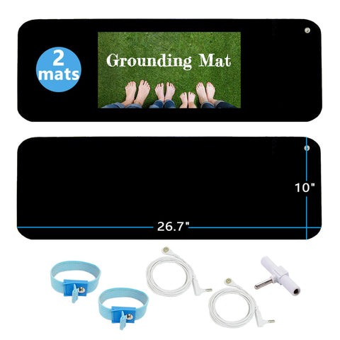 Grounding Mat Kit (2 Pack)-2 Grounding Mats (10 x 26.7) with Grounding Adapter, 2 Straight Cords (15ft) and 2 Grounding Wristban