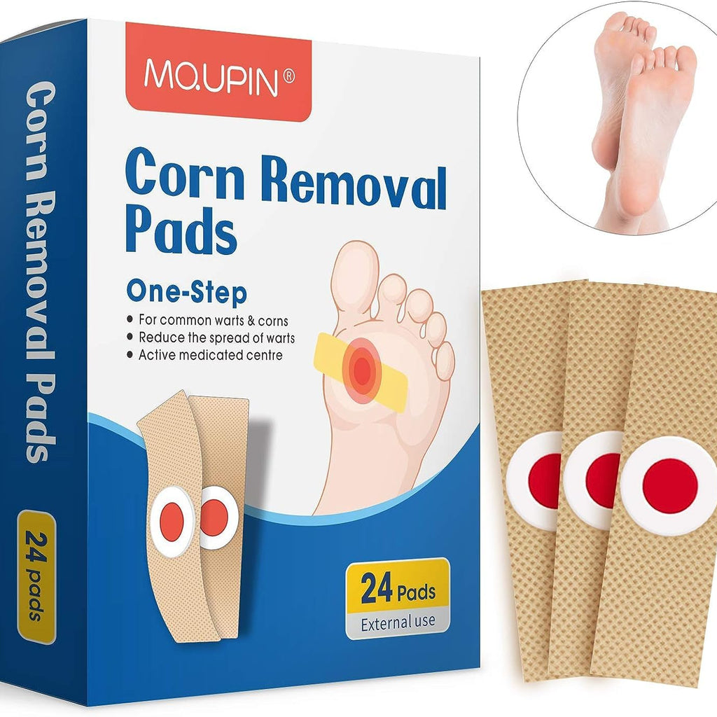 MQUPIN 24 Pack Maximum Strength Corn Removers for Feet and Toes, Plaster With Hole, One Step Pads