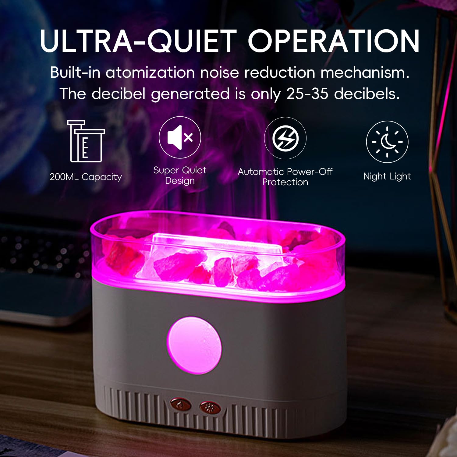 YALEDI Aromatherapy Essential Oil Diffuser, 3-in-1 Himalayan Salt Lamp Diffuser with 7 Color Lights, 200ml Ultrasonic Cool Mist