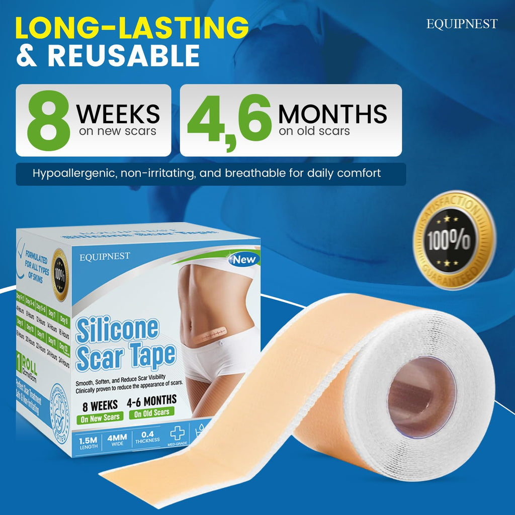 Silicone Scar Sheets,Silicone Scar Tape, (1.6    x 60    Roll, 1.5M) Scar Removal Strips for Surgical Scars,Keloids, C-Section,