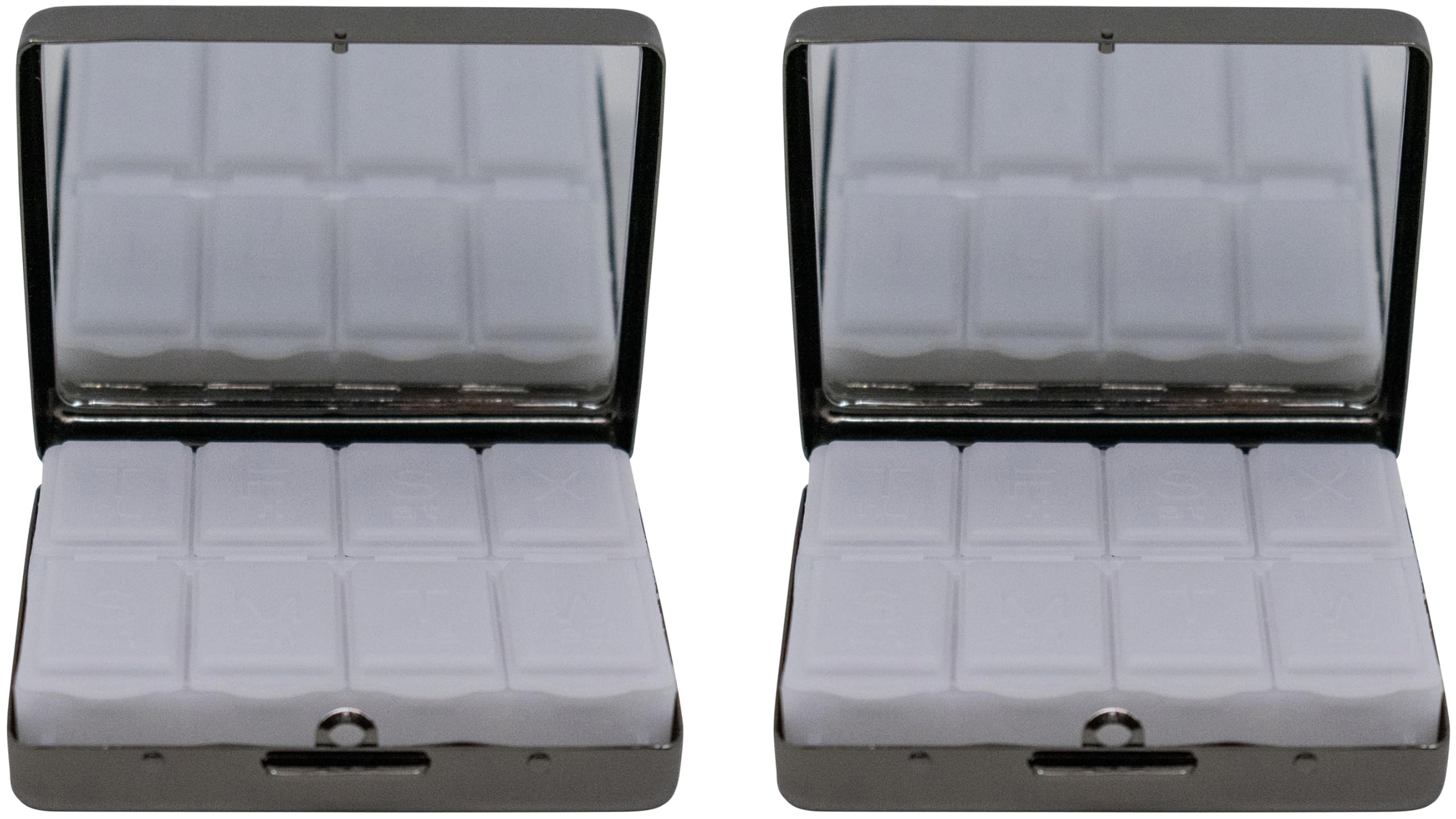 Set of 2 Metal-Plated Weekly (7-Day) Pill Box Case & Portable Medicine Organizer (Gunmetal Victorian)
