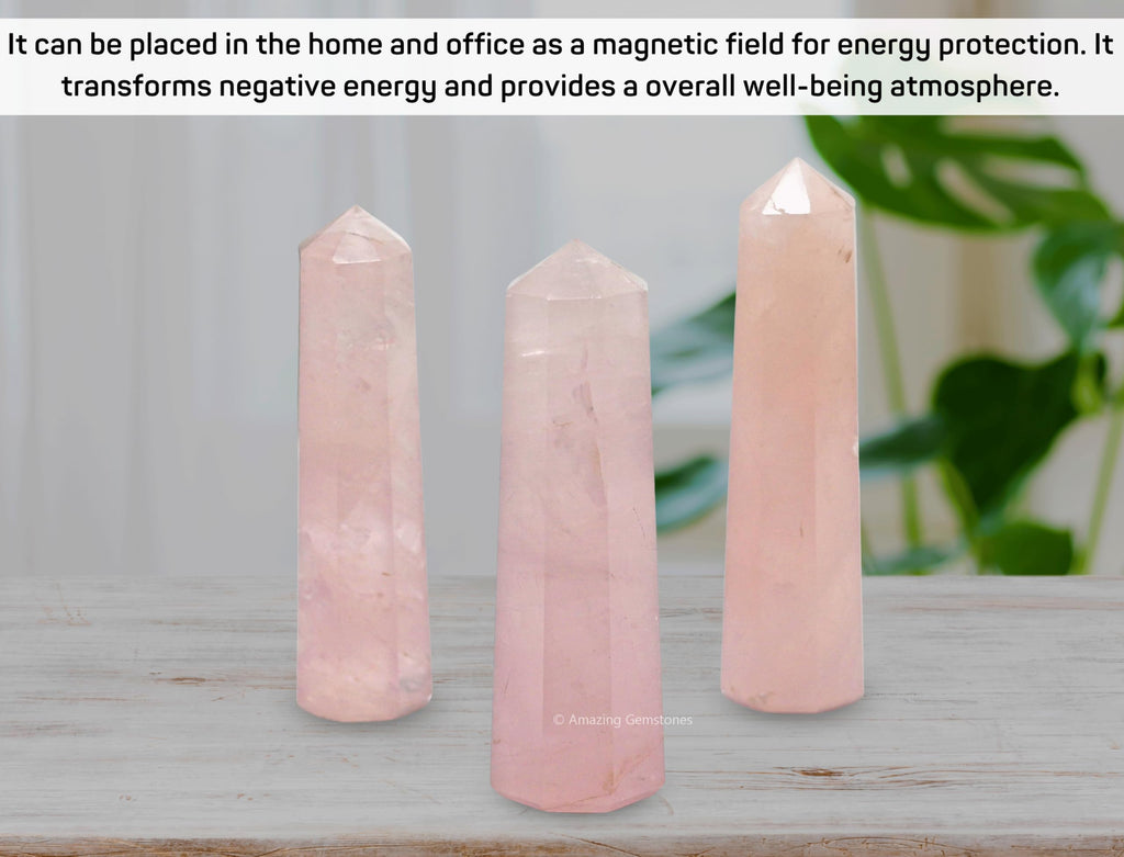 Rose Quartz Crystal Towers ~ Natural Healing Crystal Point Obelisk for Reiki Healing and Crystal Grid (2 to 3 INCH)