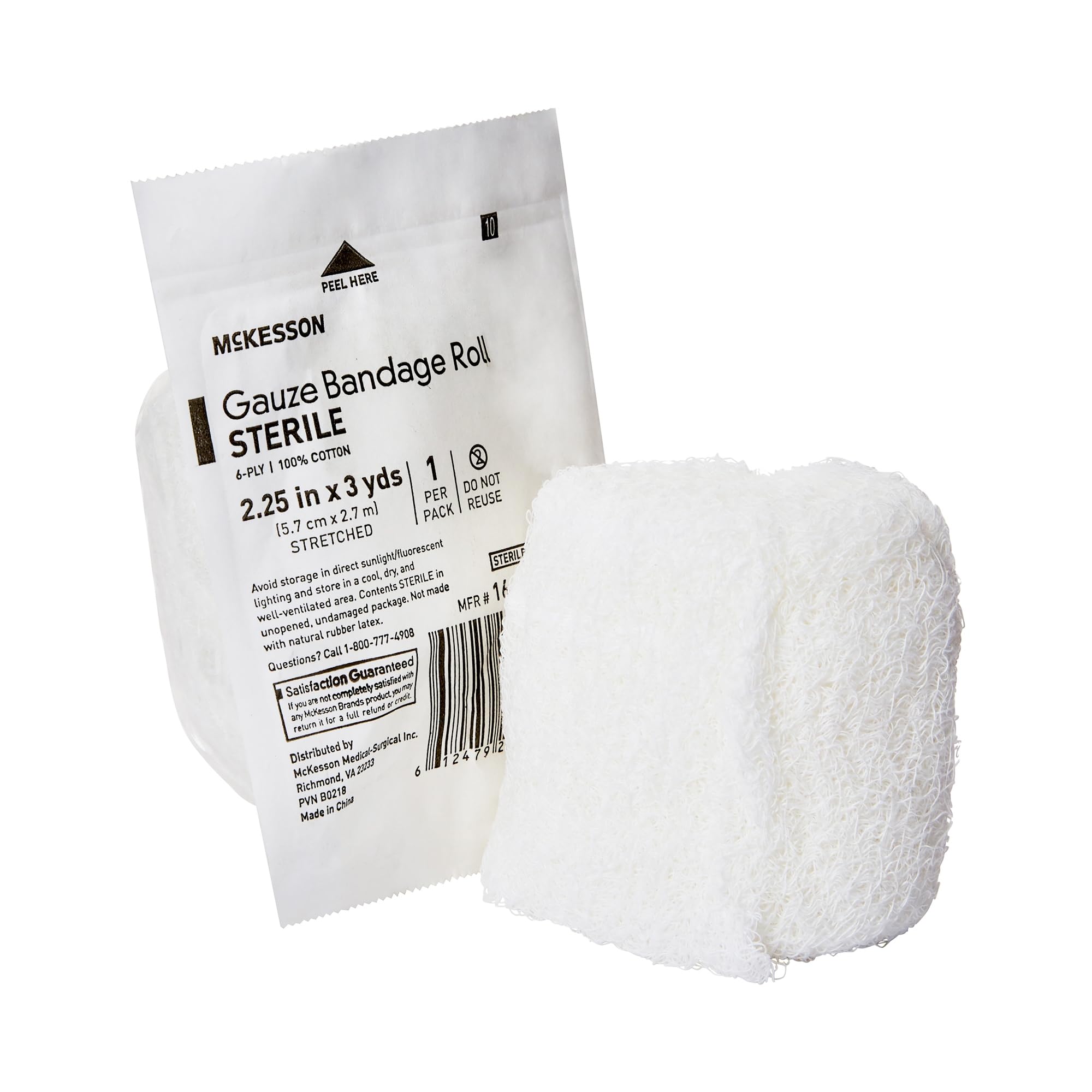 McKesson Gauze Bandage Rolls, Sterile, 6-Ply, 2 1/4 in x 3 yds, 96 Count