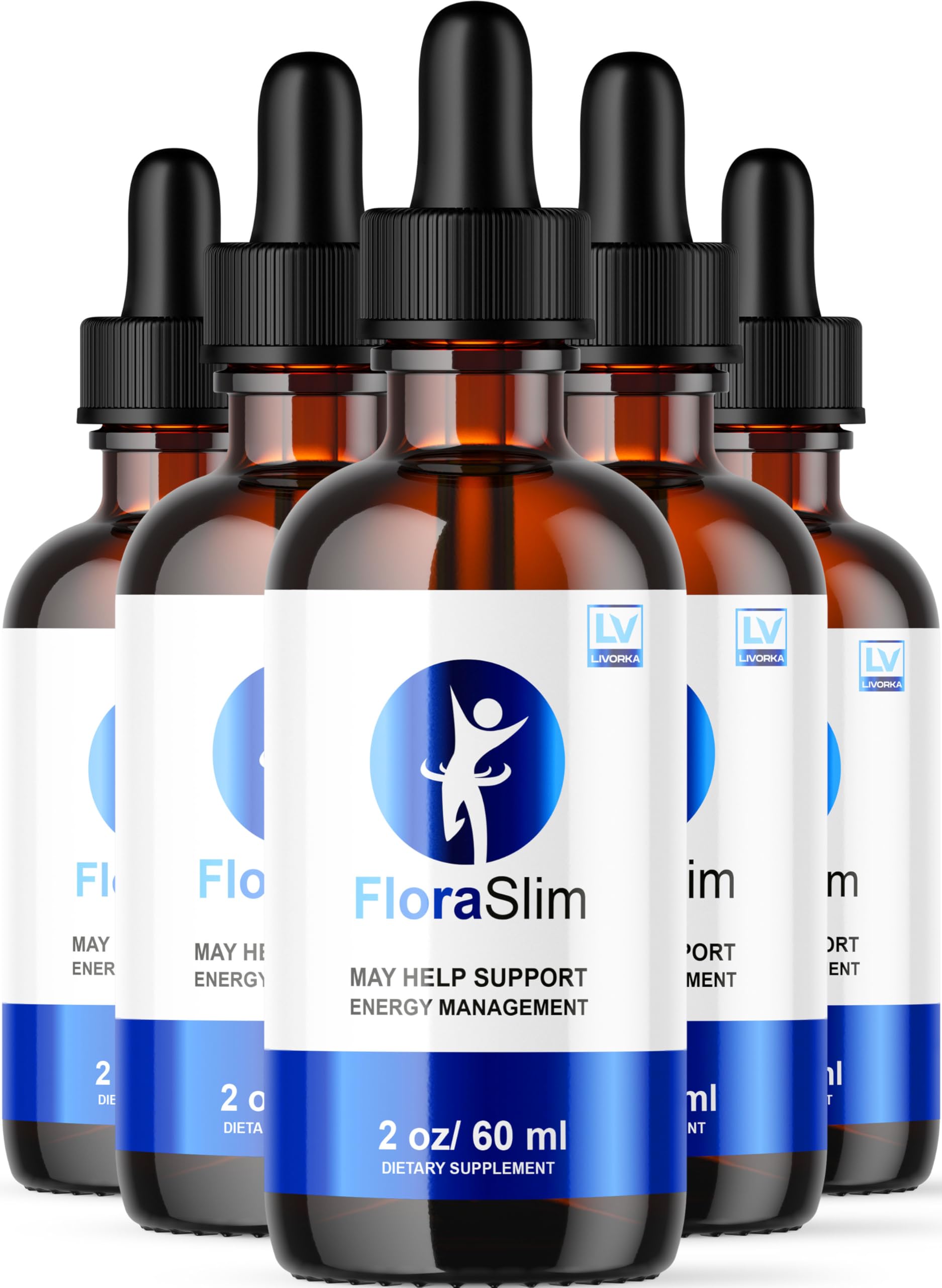 LIVORKA FloraSlim Advanced Formula Liquid Drops, All Natural, Pack of 5 Bottles for 150 Days