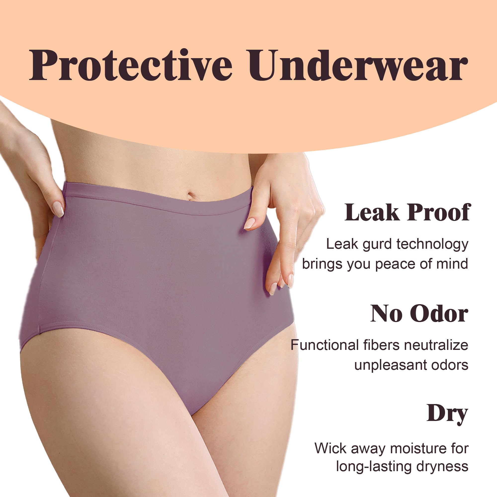 IRISMORII Leak Proof Incontinence Underwear for Women Washable Absorbent Bladder Control Postpartum Briefs 1Pack (Cherry XXL)