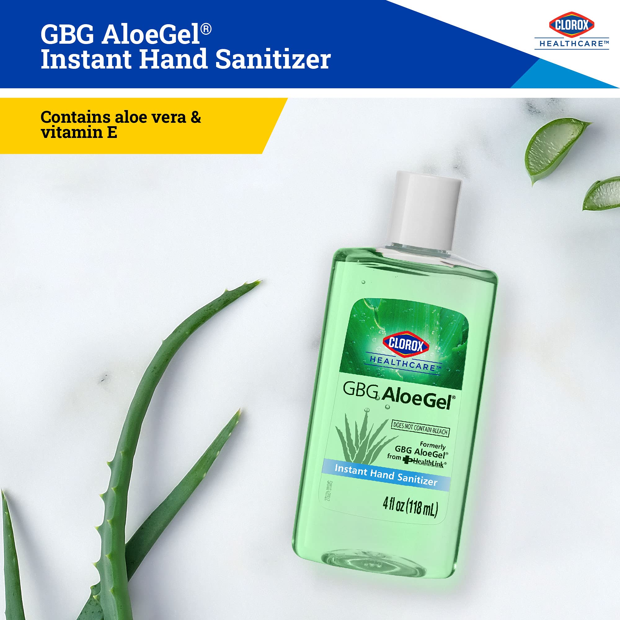 Clorox Healthcare GBG AloeGel Hand Sanitizer Gel 4oz (118ml) | Clorox Hand Sanitizer Gel Mini | Bleach Free Instant Travel Size