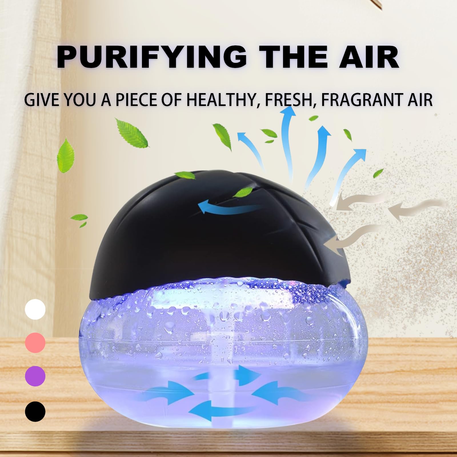 Air freshener (Purple) - for Home, Bedroom and Office - Essential Oil Aroma Diffuser with LED Coloured Night Light with Soothing