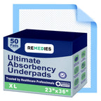 Remedies - Bed Pads Disposable Adults, Seniors, Kids & Puppy Pads - 23 x 36 - Large Disposable Underpads - 50 Count, Incontinenc
