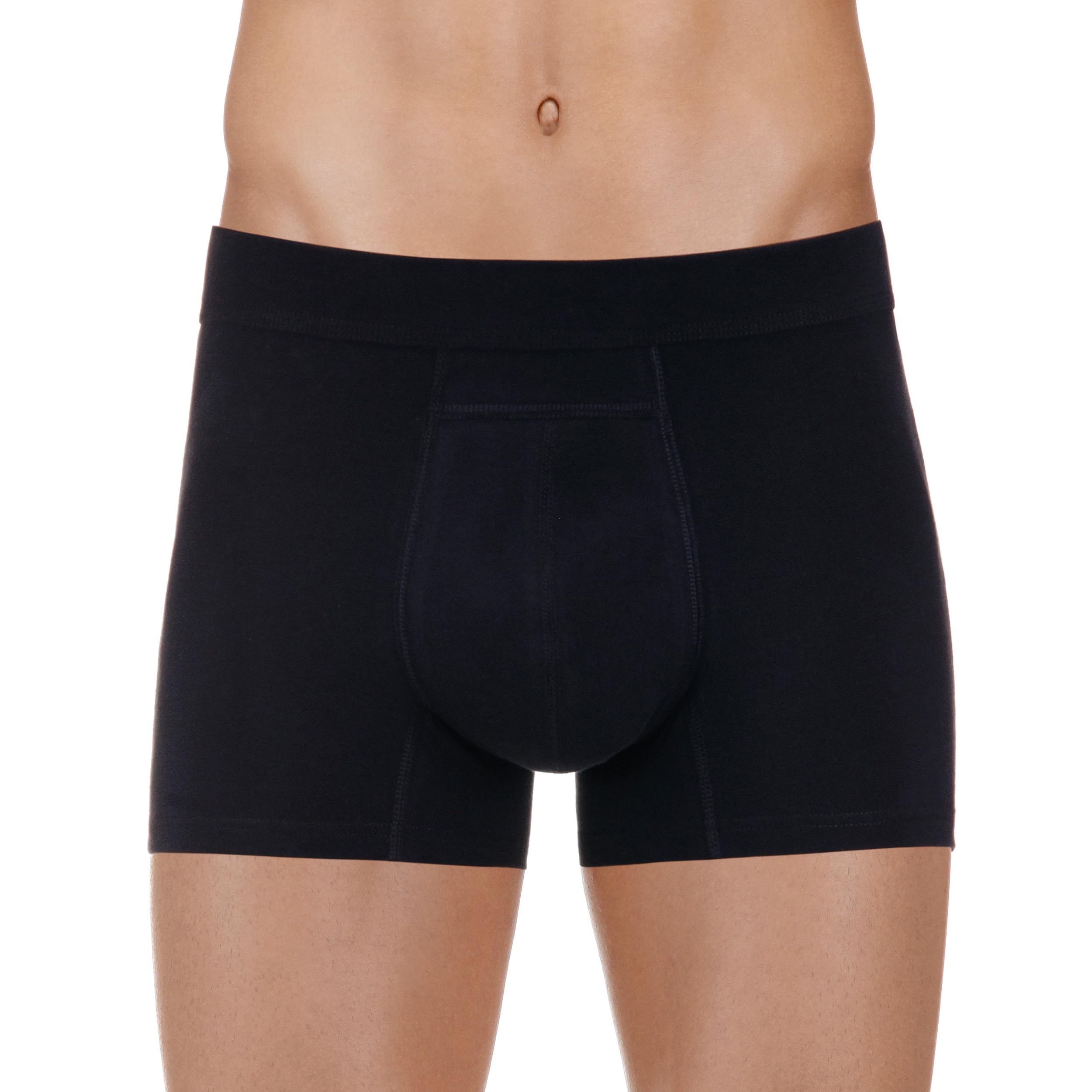 PROTECHDRY Washable & Reusable Urinary Incontinence Cotton Boxer Brief Underwear for Men, Black Large