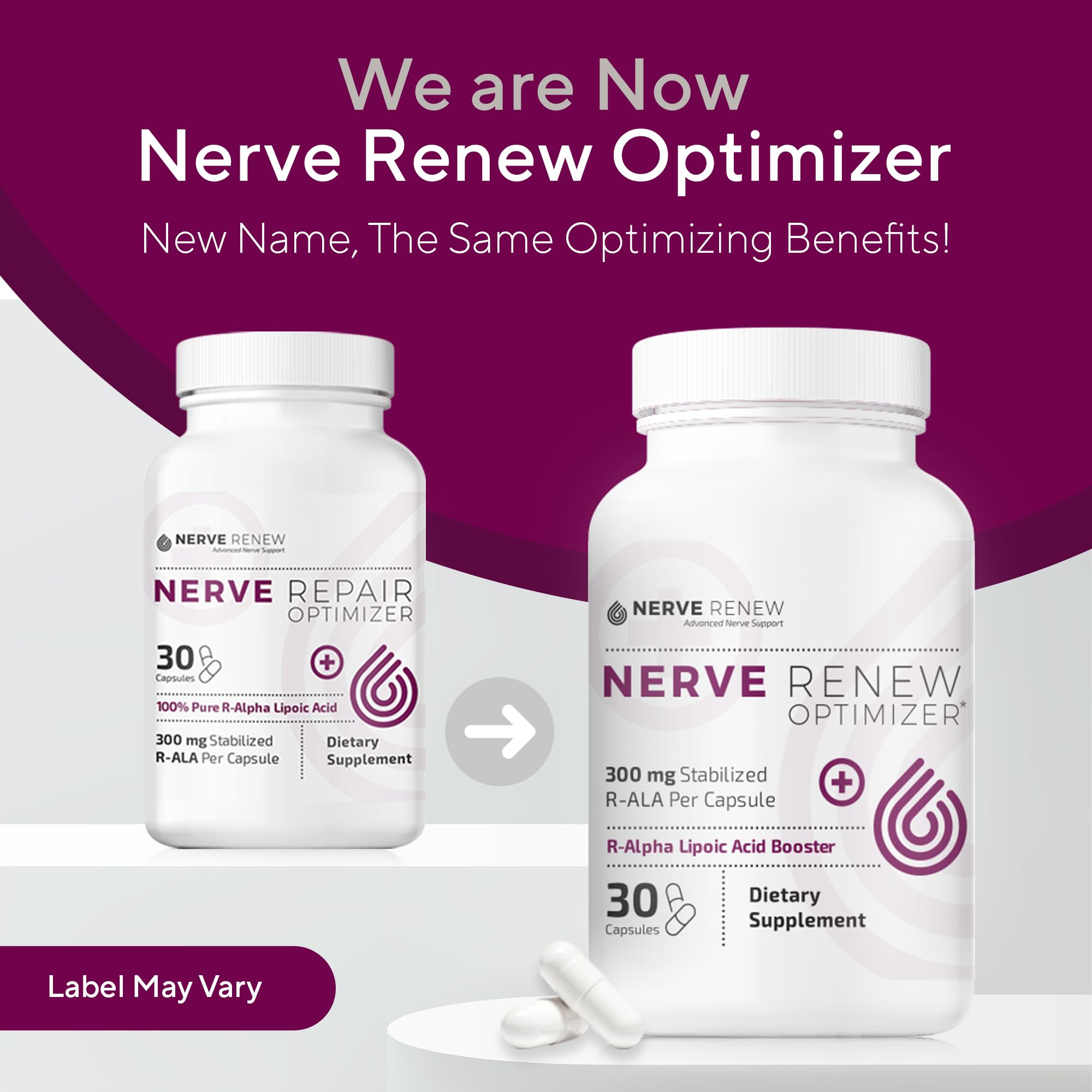 NERVE RENEW Optimizer, 3 Pack (90 Capsules) - 300 mg Stabilized R-Alpha Lipoic Acid per Capsule for Natural Nerve Discomfort Sup
