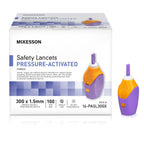 McKesson Safety Lancet, Retractable, Pressure-Activated Finger Device, Sterile - Ideal for Blood Testing - Single Use, 30 Gauge,