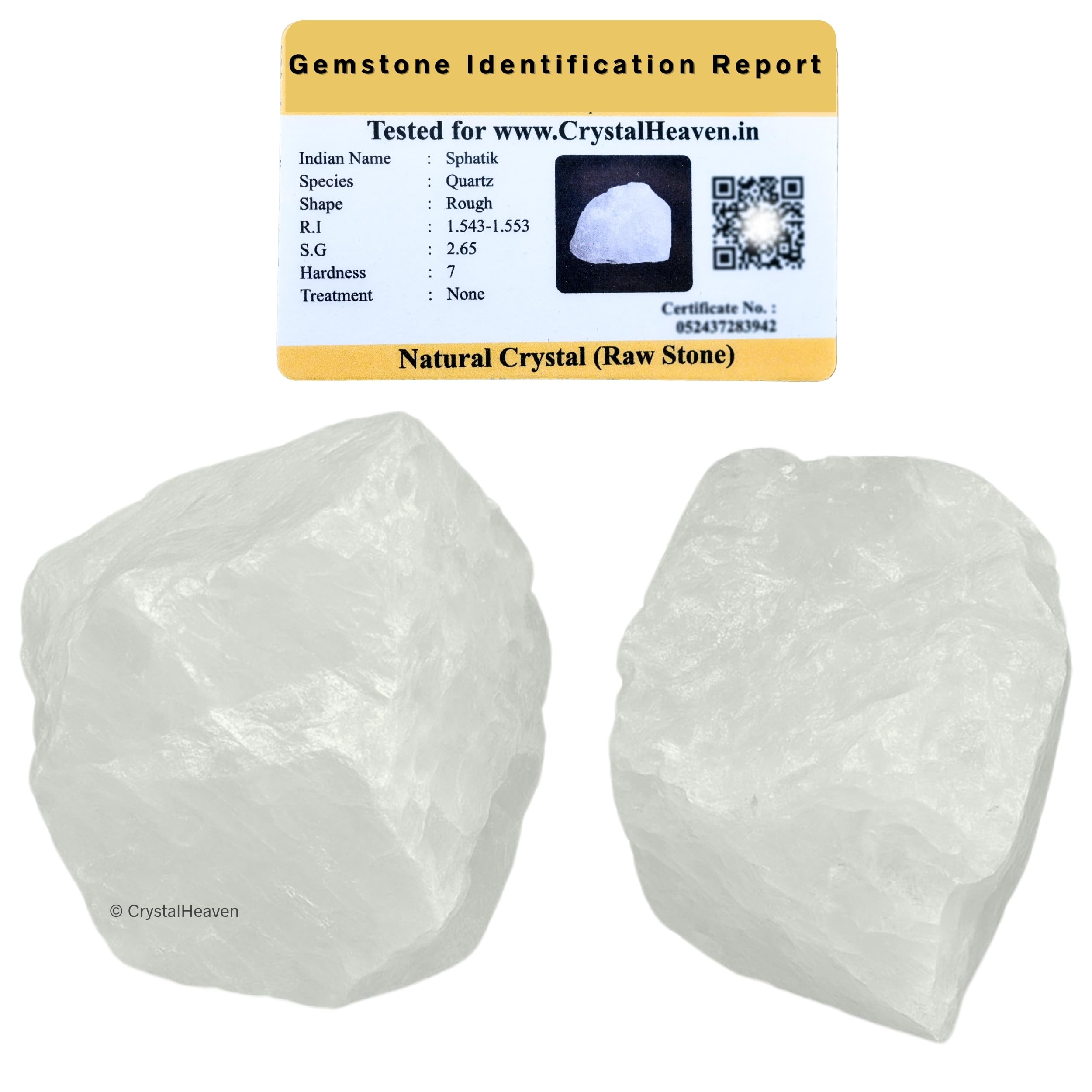 Certified Sphatik Clear Quartz Crystal Healing Rough Stone, Natural Raw Crystals For Manifestation, Meditation And Reiki Healing