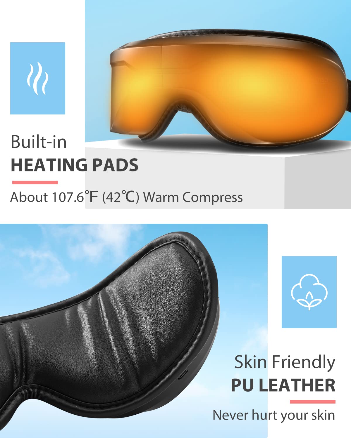 Latumab Eye Massager with Heat, Heated Eye Mask with Bluetooth Music, Face Massager, Eye Mask for Relax Eye, Reduce Eye Strain,