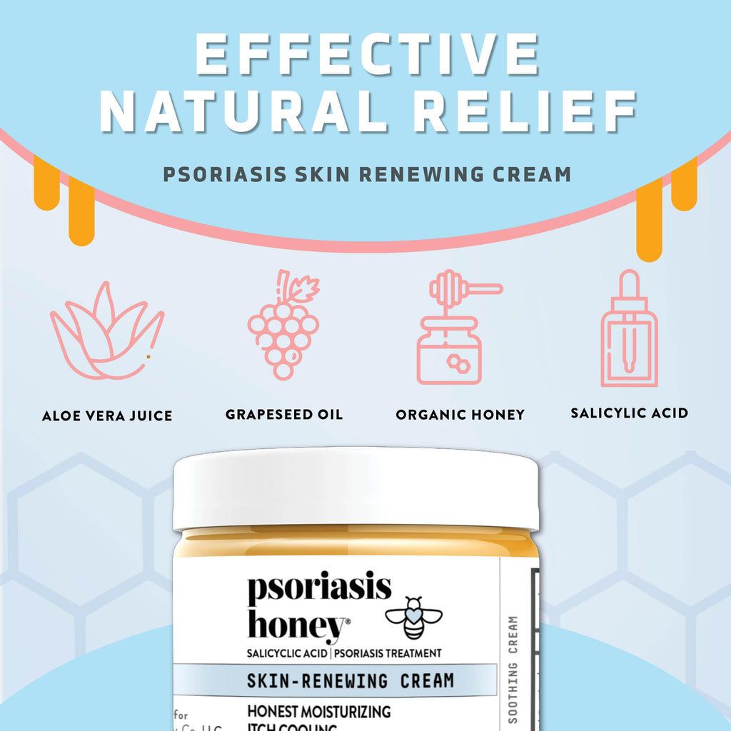 PSORIASIS HONEY Skin-Renewing Cream - Eczema & Seborrheic Dermatitis Cream - Psoriasis Treatment for Skin, Redness & Itch Relief